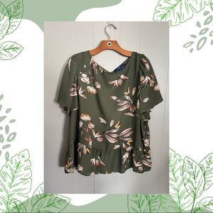 Olive & Floral Blouse - APT 9 - XXL